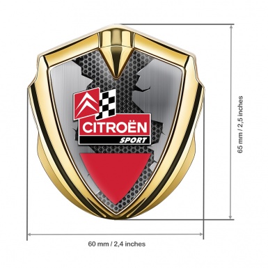 Citroen Sport 3D Car Metal Emblem Gold Broken Plate Racing Design