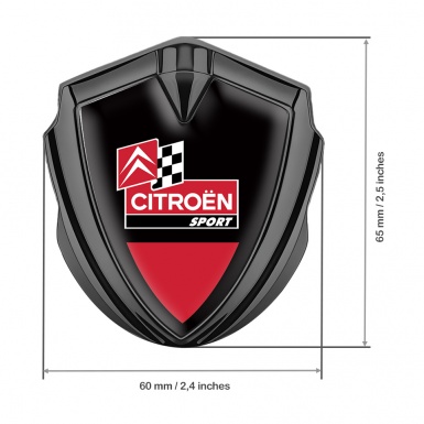 Citroen Sport Bodyside Badge Self Adhesive Graphite Black Base Racing Flag