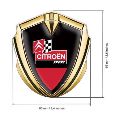 Citroen Sport Bodyside Badge Self Adhesive Gold Black Base Racing Flag