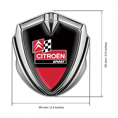 Citroen Sport Bodyside Badge Self Adhesive Silver Black Base Racing Flag
