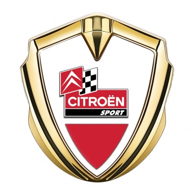 Citroen Sport Bodyside Emblem Self Adhesive Gold White Base Racing Flag