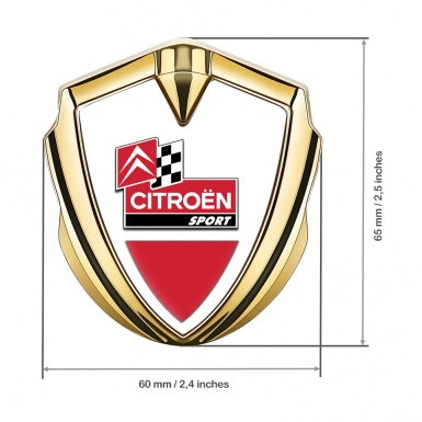 Citroen Sport Bodyside Emblem Self Adhesive Gold White Base Racing Flag