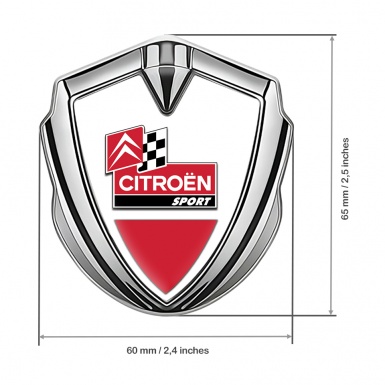 Citroen Sport Bodyside Emblem Self Adhesive Silver White Base Racing Flag