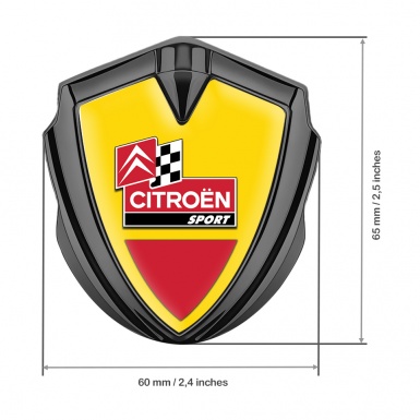 Citroen Sport Tuning Emblem Self Adhesive Graphite Yellow Base Racing Flag