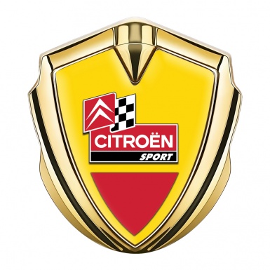 Citroen Sport Tuning Emblem Self Adhesive Gold Yellow Base Racing Flag