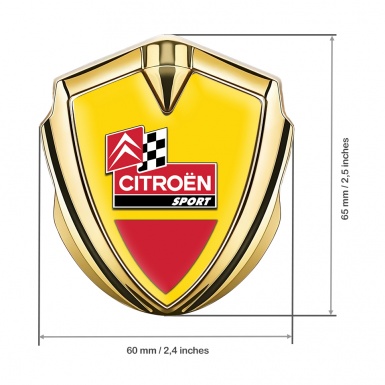 Citroen Sport Tuning Emblem Self Adhesive Gold Yellow Base Racing Flag