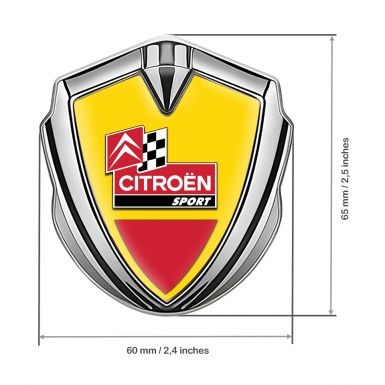 Citroen Sport Tuning Emblem Self Adhesive Silver Yellow Base Racing Flag
