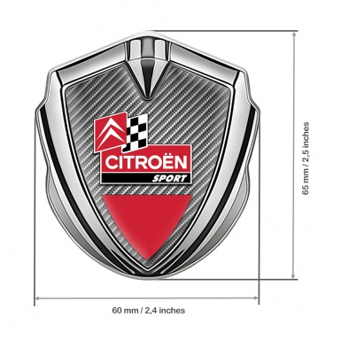 Citroen Sport Trunk Emblem Badge Silver Light Carbon Base Racing Design