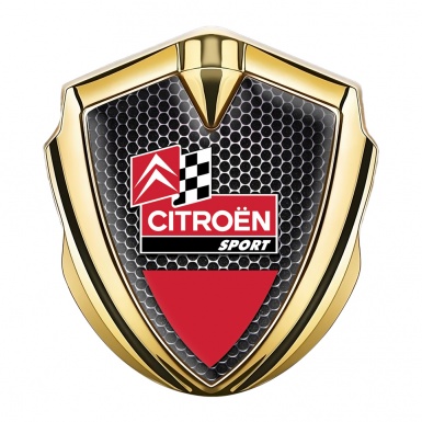 Citroen Sport Trunk Emblem Badge Gold Light Hex Racing Flag Edition