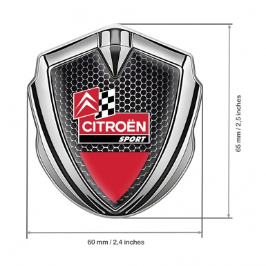Citroen Sport Trunk Emblem Badge Silver Light Hex Racing Flag Edition