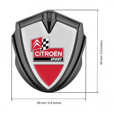 Citroen Sport 3D Car Metal Emblem Graphite Grey Base Racing Flag Edition