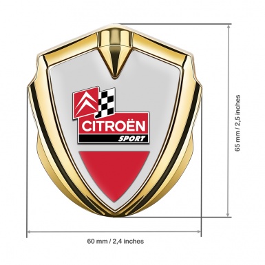 Citroen Sport 3D Car Metal Emblem Gold Grey Base Racing Flag Edition
