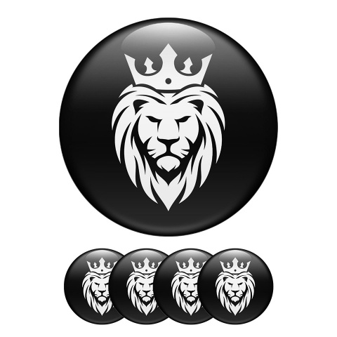 Animals Silicone Stickers Center Hub King lion in Black And White 