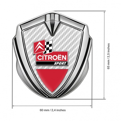 Citroen Sport Fender Metal Emblem Badge Silver White Carbon Edition