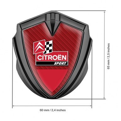 Citroen Sport Trunk Metal Emblem Badge Graphite Red Carbon Racing Flag