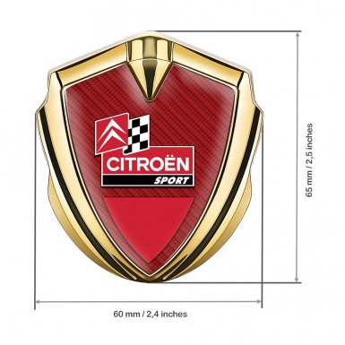 Citroen Sport Trunk Metal Emblem Badge Gold Red Carbon Racing Flag