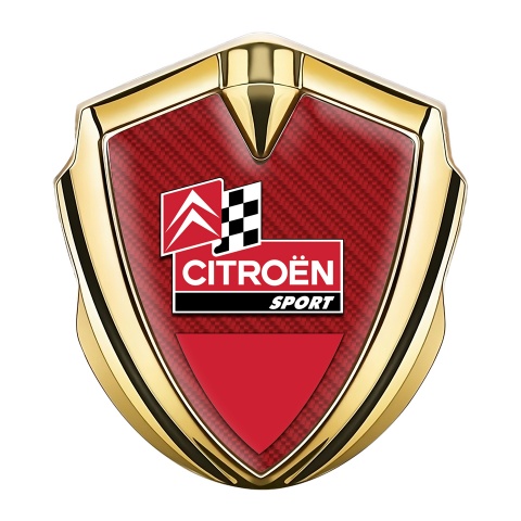 Citroen Sport Trunk Metal Emblem Badge Gold Red Carbon Racing Flag