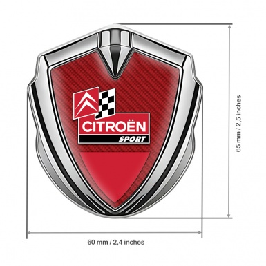 Citroen Sport Trunk Metal Emblem Badge Silver Red Carbon Racing Flag