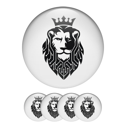 Animals Sticker Wheel Center Hub Cap Illustration Of A Lion With A Crown