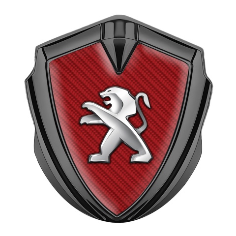 Peugeot Trunk Emblem Badge Graphite Red Carbon Classic Logo Edition