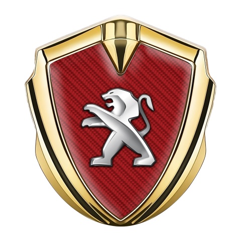 Peugeot Trunk Emblem Badge Gold Red Carbon Classic Logo Edition