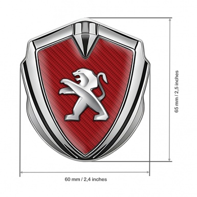 Peugeot Trunk Emblem Badge Silver Red Carbon Classic Logo Edition