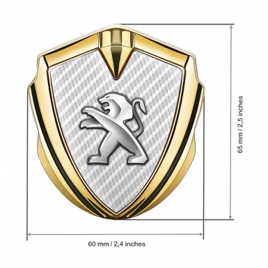 Peugeot 3D Car Metal Emblem Gold White Carbon Edition