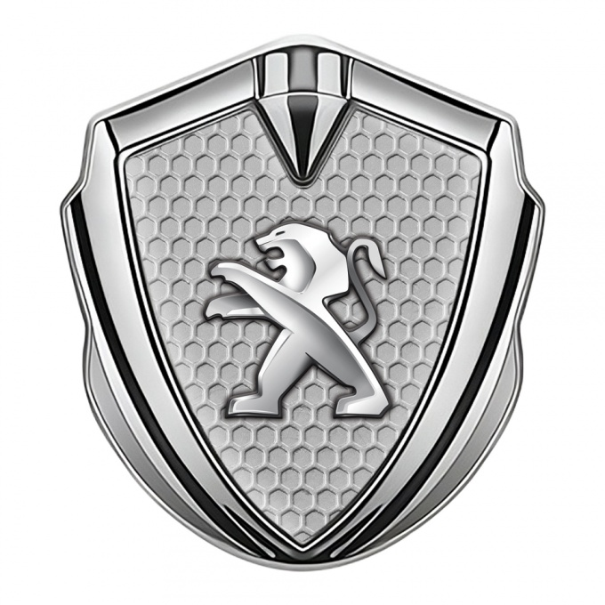 Peugeot 3D Car Metal Emblem Graphite Grey Hex Classic Logo Design