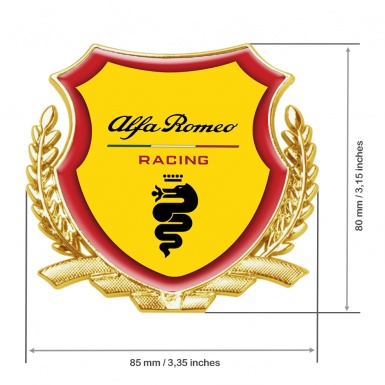 Alfa Romeo Racing Metal Emblem Self Adhesive Yellow Red Rim Gold Edition