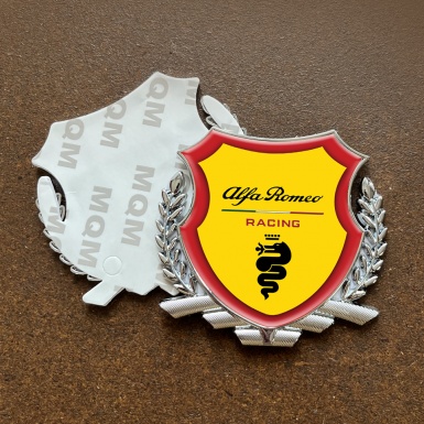 Alfa Romeo Racing Metal Emblem Self Adhesive Yellow Red Rim Silver Edition