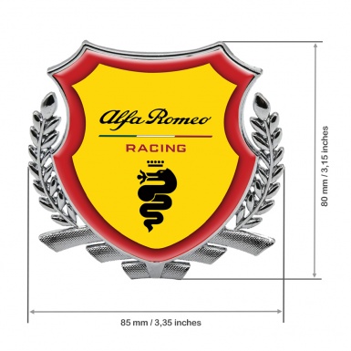 Alfa Romeo Racing Metal Emblem Self Adhesive Yellow Red Rim Silver Edition