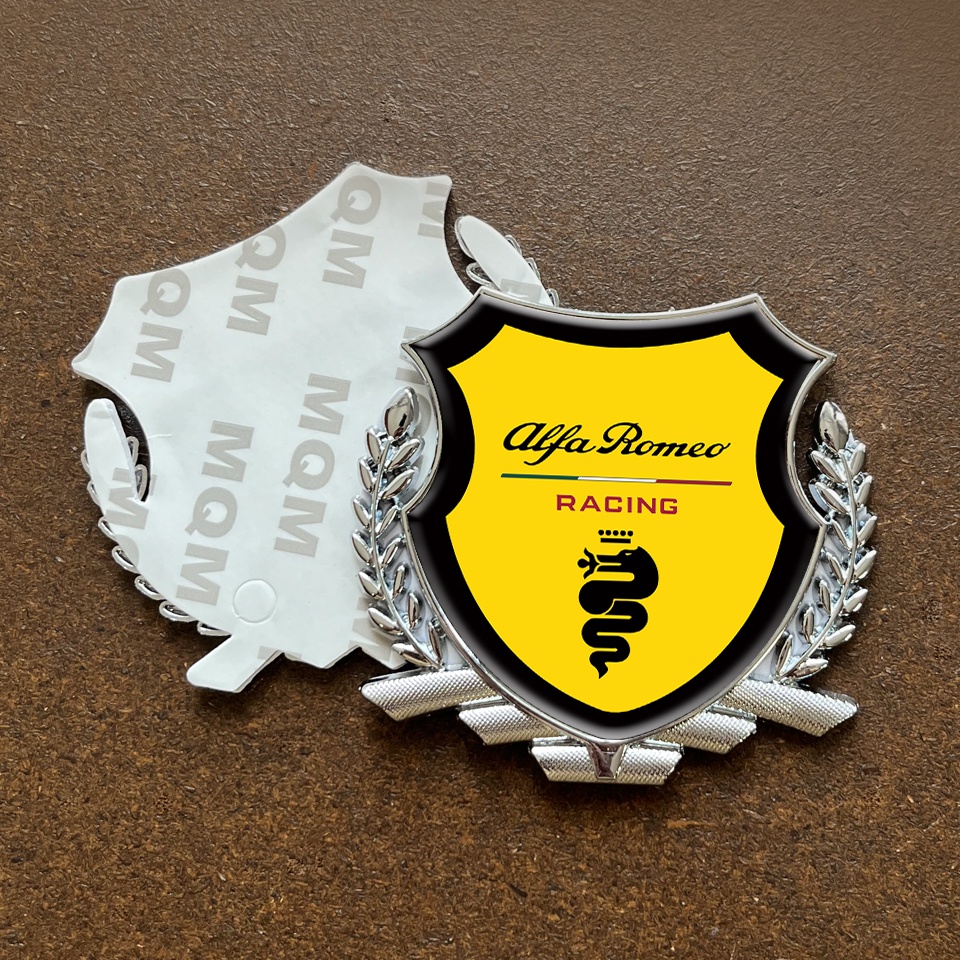 Alfa Romeo Racing 3D Car Metal Emblem Yellow Black Rim Silver Edition ...