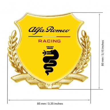 Alfa Romeo Racing Bodyside Badge Self Adhesive Silver Yellow Red Slogan Design