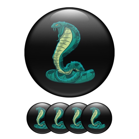 Animals Center Hub Dome Stickers Snake Cobra In Green Color