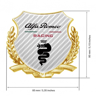 Alfa Romeo Racing Trunk Emblem Badge Gold White Carbon Black Logo