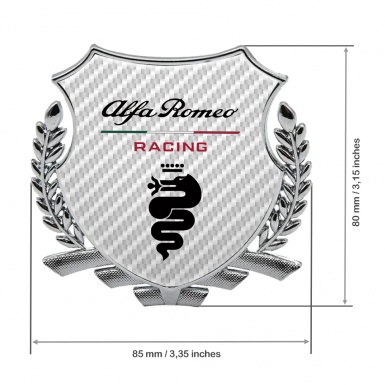 Alfa Romeo Racing Trunk Emblem Badge Silver White Carbon Black Logo