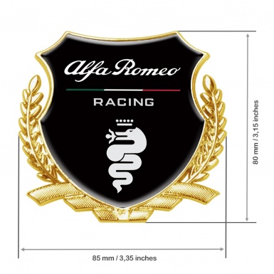 Alfa Romeo Racing Trunk Metal Emblem Gold Black Base White Logo