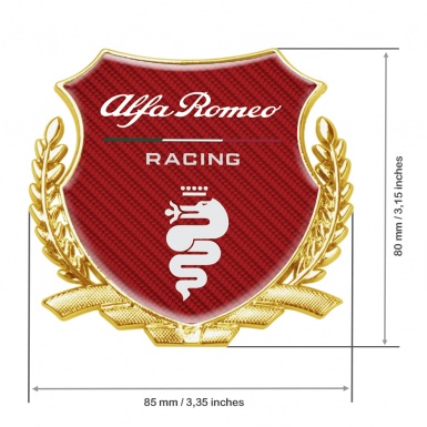 Alfa Romeo Racing Metal Badge Self Adhesive Gold Red Carbon Edition