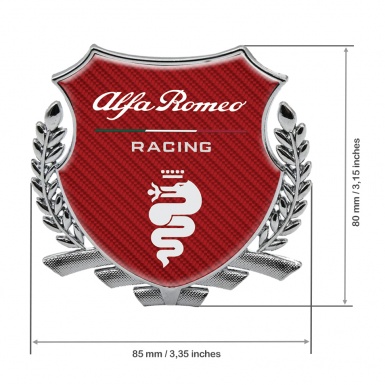 Alfa Romeo Racing Metal Badge Self Adhesive Silver Red Carbon Edition