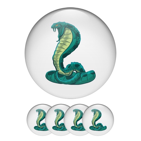 Animals Silicone Stickers Center Hub Green Cobra On A White Background