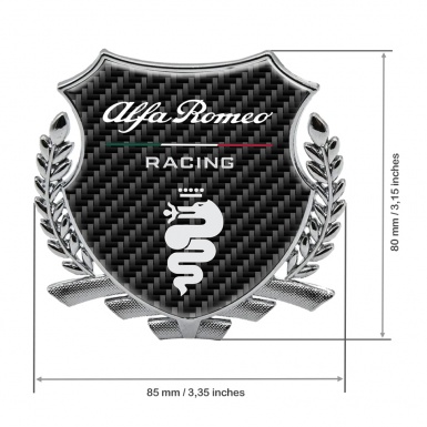 Alfa Romeo Racing Metal Badge Self Adhesive Silver Black Carbon Edition