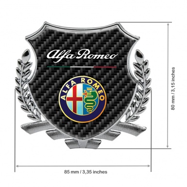 Alfa Romeo Self Adhesive Bodyside Emblem Silver Dark Carbon Color Logo