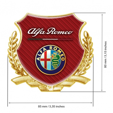 Alfa Romeo Metal Emblem Self Adhesive Gold Red Carbon Color Logo Design