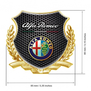 Alfa Romeo 3D Car Metal Emblem Gold Dark Honeycomb Color Logo Design