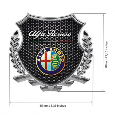 Alfa Romeo 3D Car Metal Emblem Silver Dark Honeycomb Color Logo Design