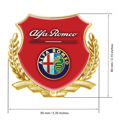 Alfa Romeo Bodyside Badge Self Adhesive Gold Red Base Color Logo