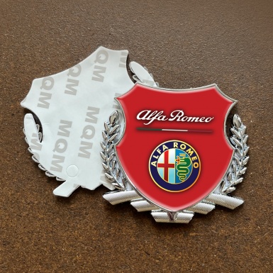 Alfa Romeo Bodyside Badge Self Adhesive Silver Red Base Color Logo