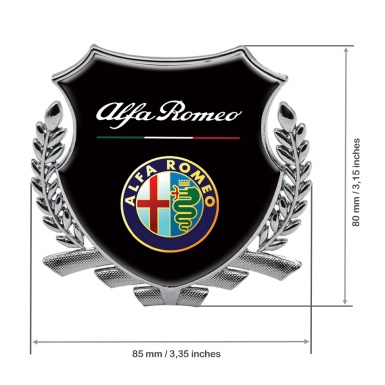 Alfa Romeo Bodyside Badge Self Adhesive Silver Black Base Color Logo