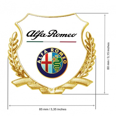 Alfa Romeo Tuning Emblem Self Adhesive Gold White Base Color Edition