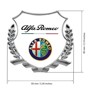 Alfa Romeo Tuning Emblem Self Adhesive Silver White Base Color Edition